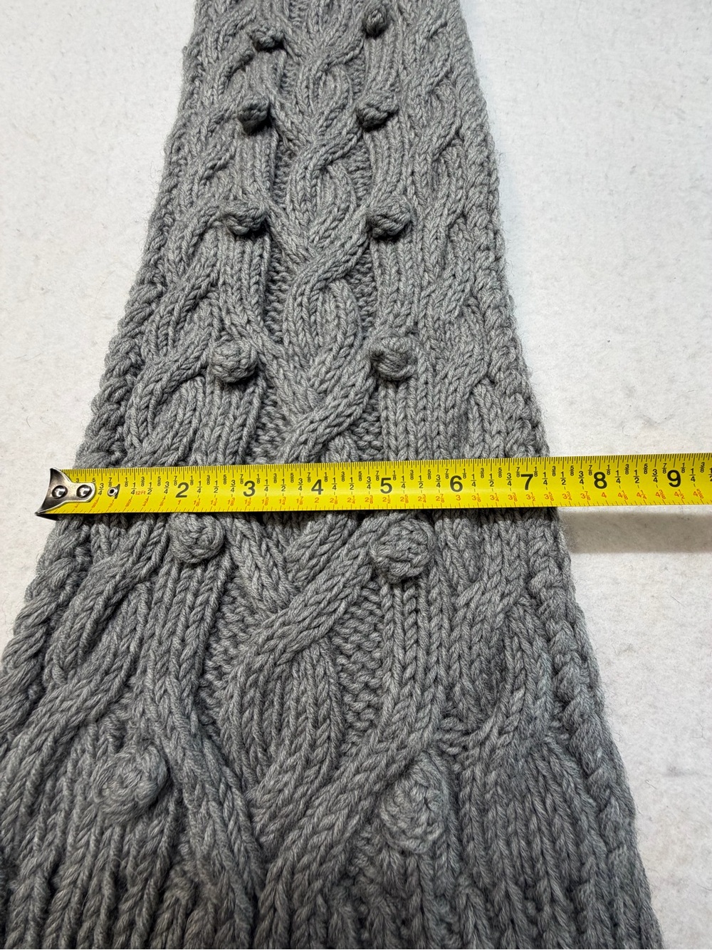 J. Crew Gray Cable Habdknit Fringe Scarf - 100% Wool - Picture 5 of 6
